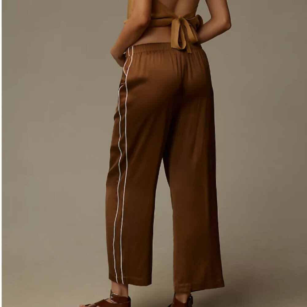 Brown Women's Track Pants with White Stripe